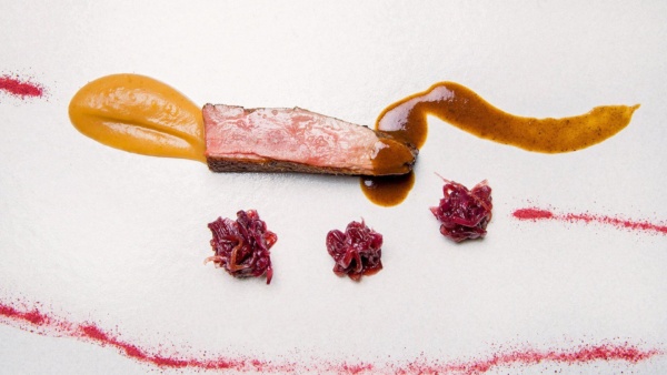 Duck with red onions
